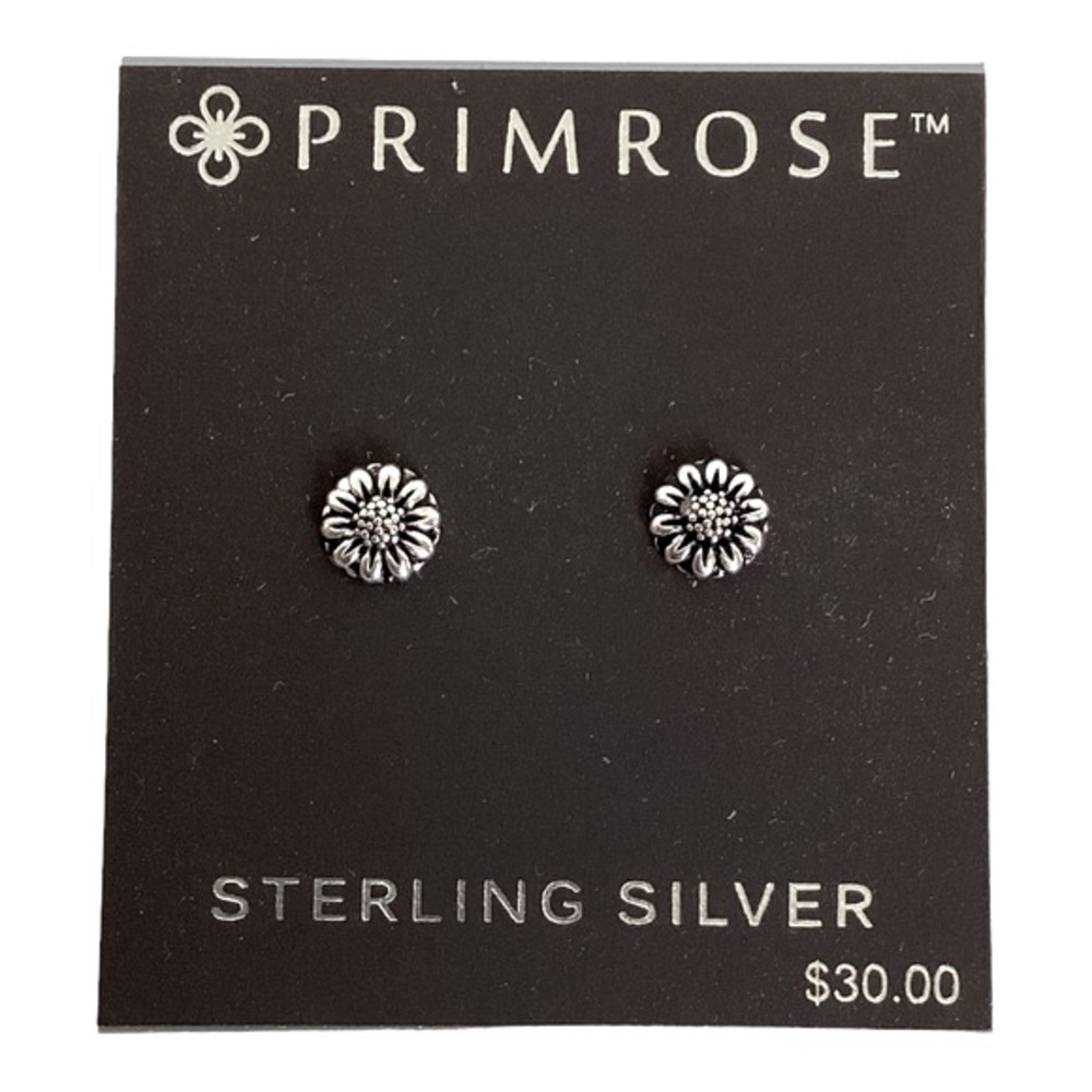 Primrose Sterling Silver 925 Flower Design Stud Post Earrings